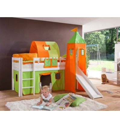 MIDSLEEPER BED WITH SLIDE AND TOWER PEGASUS