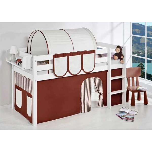 semi high bed with curtains