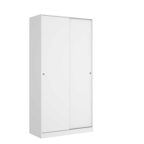 Wardrobe closet measuring 100 x 50 with shelf and hanging rod. Sliding doors to save space.