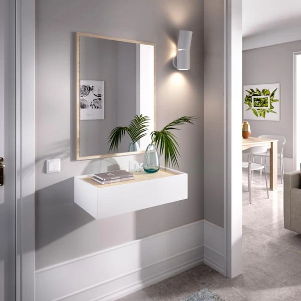 compact mirror entryway with drawer