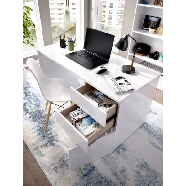 desk with drawers and door