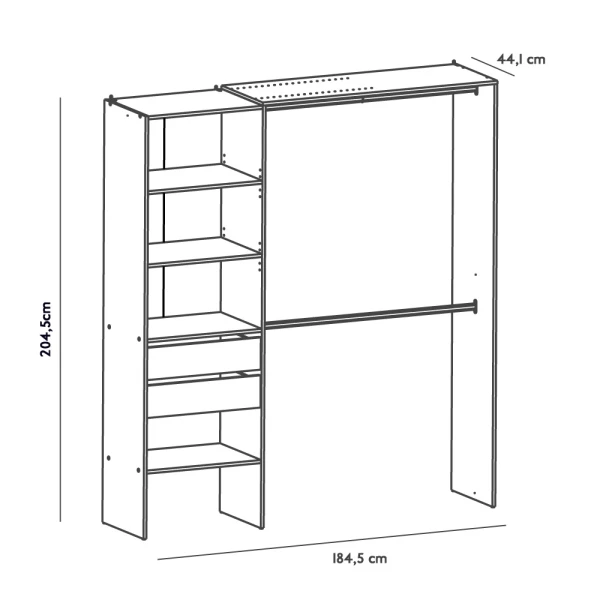 open wardrobe with 2 drawers