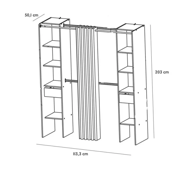 Double dressing room with curtains