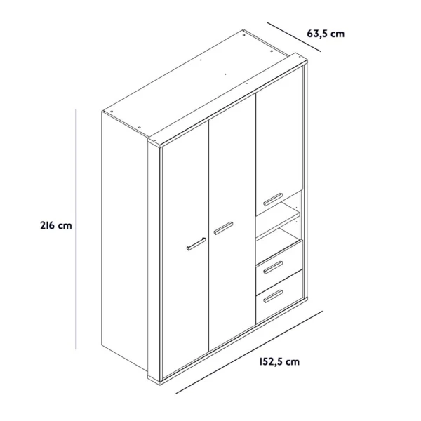 Youth Wardrobe 3 Doors