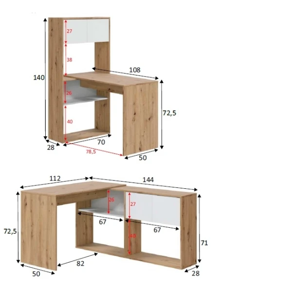 Desk With bookshelf integrated