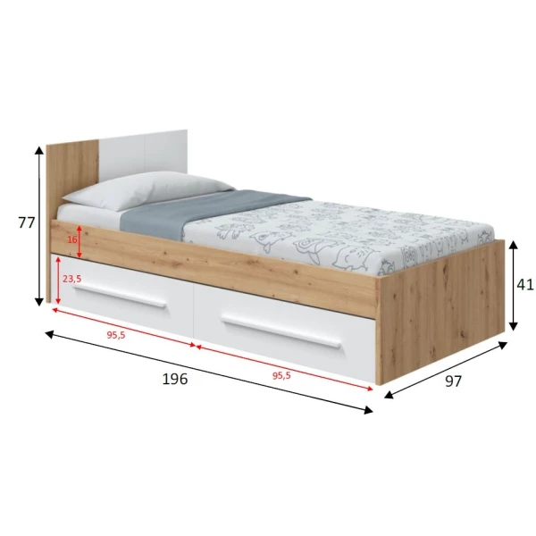 Youth Bed With Drawers