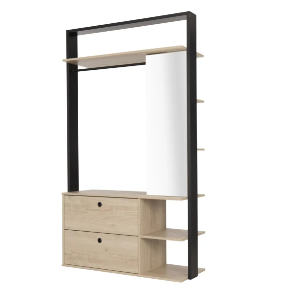 Open wardrobe with mirror