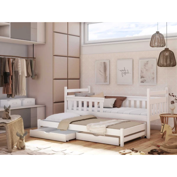 CAMA JUVENIL BLANCA CON SUPLETORIA Y CAJONES JACKIE