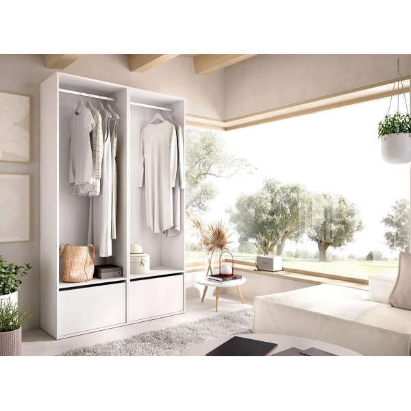 Wardrobe with clothes rail