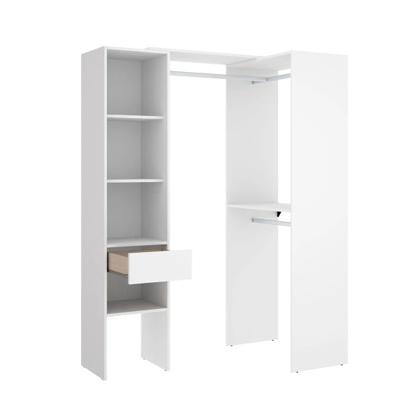 Wardrobe with drawer and coat hooks