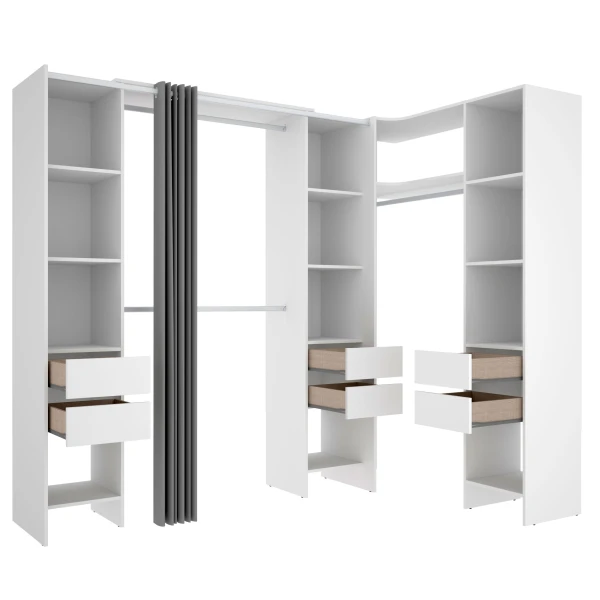 L-shaped dressing room