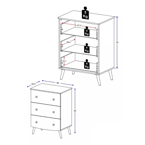 Children's chest of drawers 92 cm