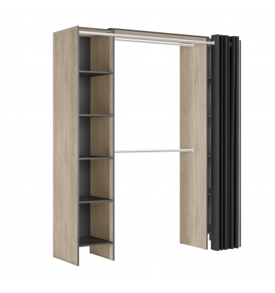 open wardrobe with curtains