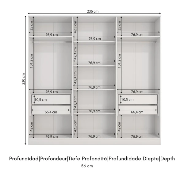 ARMARIO ROPERO 6 PUERTAS SHEPERD