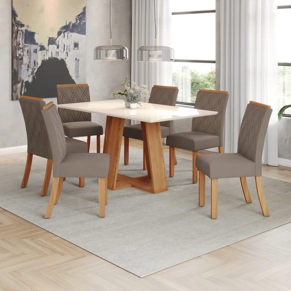 MESA 160x90 BICOLOR CON PATAS MADERA CARLOTTA