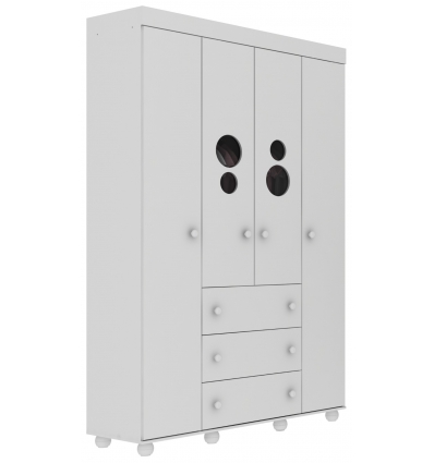 BUBBLES white wardrobe in baby room, modern decorative furniture set