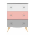 CHILDREN'S DRESSER WHITE, GREY AND PINK RINGO