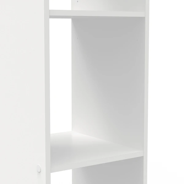 Close-up of DELTA white module with sturdy shelves, smooth finish and modern minimalist design.
