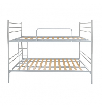 Luna Metal Bunk Bed silver with reinforced slatted base, sturdy and modern design for adults and children.