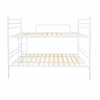 Luna metal bunk bed white with reinforced slatted base, sturdy and modern design for adults and children.