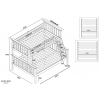 Technical diagram of the Arenas Vicawu wooden matrimonial bunk bed with full measurements