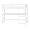 Front view of white loft bed with integrated desk – Sophia model by Vicawu
