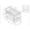 Technical drawing of Titan Vicawu wooden bunk bed 90x190 with full measurements and structural details