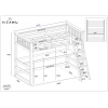 Technical diagram of the Sophia Vicawu loft bed with desk, showing detailed measurements and structural dimensions