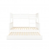 White wooden bunk bed Arenas Vicawu with pull-out trundle bed and slatted base, front view