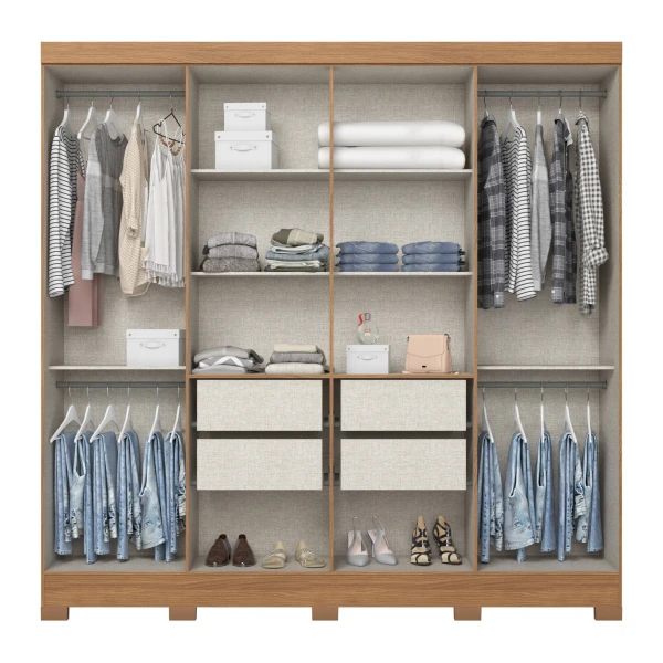 Bristol 8 door wardrobe Vicawu open with shelves, drawers and hanging rails for organised bedroom storage