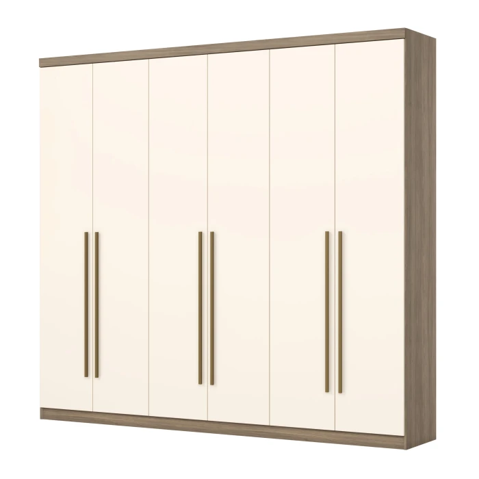 Sirius 6-door bedroom wardrobe in cream and oak finish – Vicawu