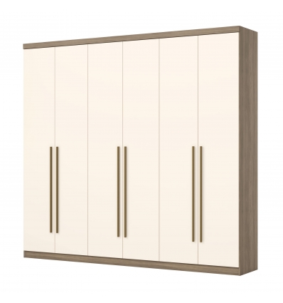 Sirius 6-door bedroom wardrobe in cream and oak finish – Vicawu
