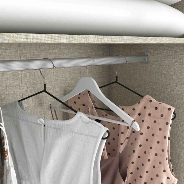 Detail of Sirius wardrobe hanging rail with garments – Vicawu