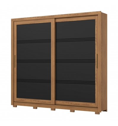 Zenit Vicawu sliding-door wardrobe front view in natural and black finish