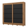 Zenit Vicawu sliding-door wardrobe front view in natural and black finish