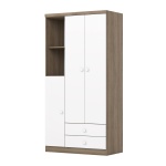 Mint Kids Wardrobe with doors and drawers, modern wood and white design for children’s room.