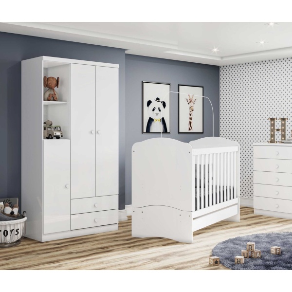 Mint Kids Wardrobe open view with shelves, hanging rail and drawers, perfect for kids’ room storage.