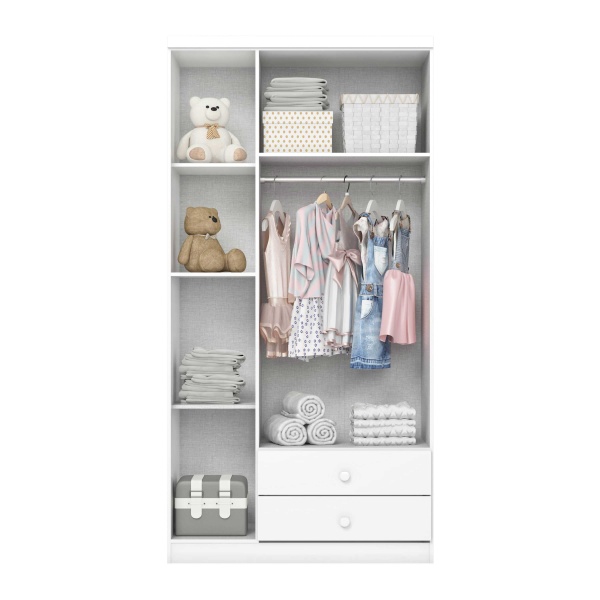 Mint Kids Wardrobe in decorated kids’ room, wood and white design for a modern children’s space.