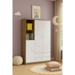 Mint Kids Wardrobe in decorated kids’ room, wood and white design for a modern children’s space.