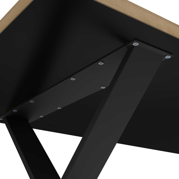 Industrial Dining Table with Metal Legs Cross Vicawu