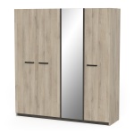 4-Door Oak Wardrobe with Mirror, Spacious Bedroom Storage Solution