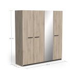 4-Door Oak Wardrobe Dimensions: 179 cm Width x 192 cm Height x 52 cm Depth