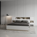 Interior Decor with Nord Minimalist Design Bed, Neutral Tones and Wood