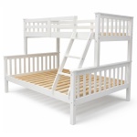 White Arenas Vicawu wooden matrimonial bunk bed with ladder for 90x190 top and 140x190 lower mattresses