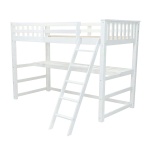 White wooden loft bed with desk in main product view – Sophia Vicawu