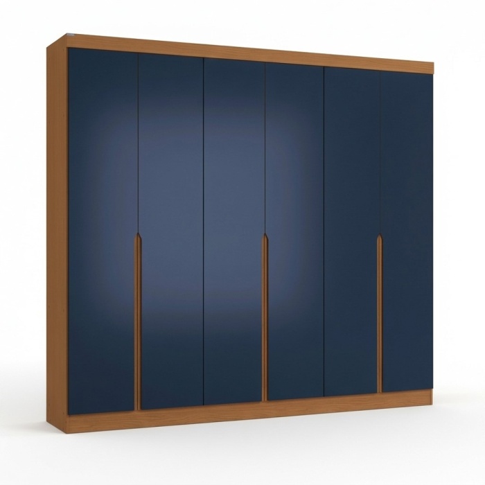 Modern wardrobe with 6 doors and 4 drawers, 242 x 47 x 218 cm