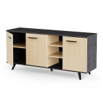 Keny Vicawu 3-door sideboard in light wood and graphite grey with inner shelves, modern design