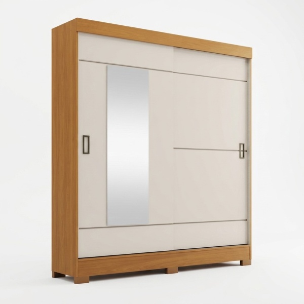 Sliding door wardrobe with mirror and drawers. 163 x 48.5 x 200 cm