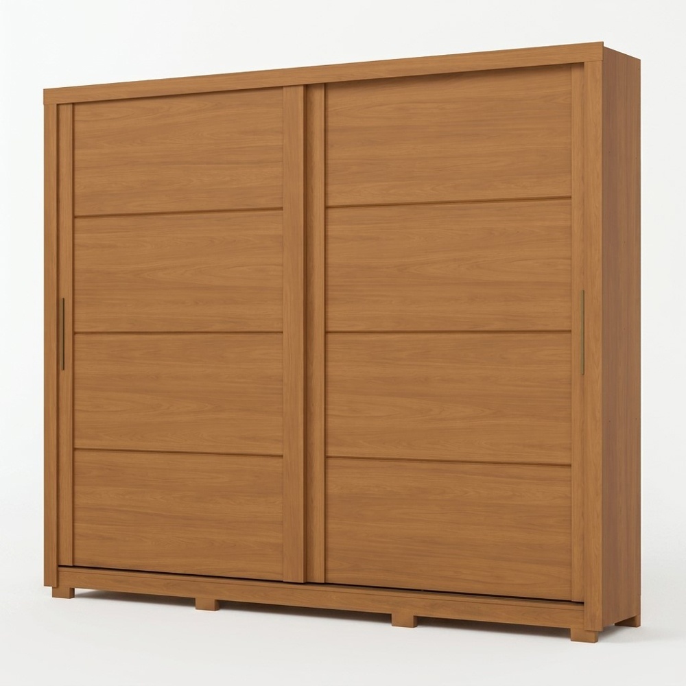 Genius sliding door wardrobe in cinnamon oak, elegant design and large capacity