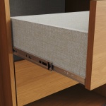Drawer detail with metal runners on Rufus wardrobe, smooth and durable opening